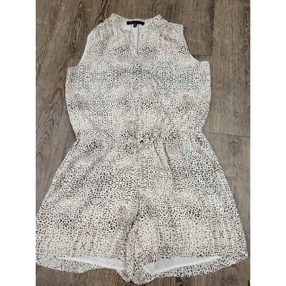 Forest Lily Size 8 Beige Ivory Brown Animal Leopard Print Romper Sleeveless Tank - Picture 1 of 5
